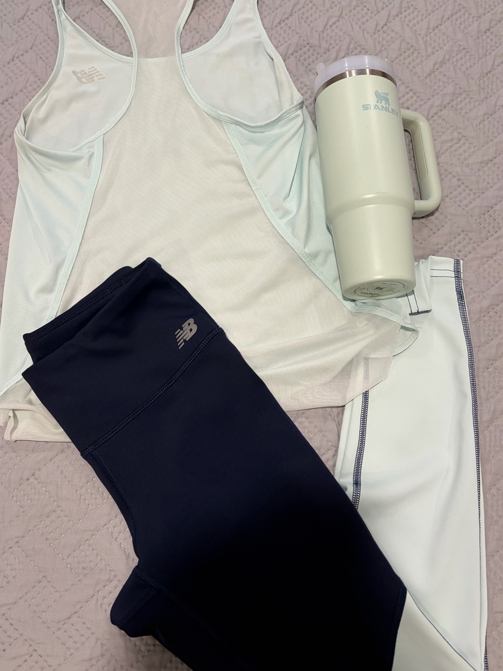 New Balance Mint Racerback Tank with Navy Leggings Stanley include